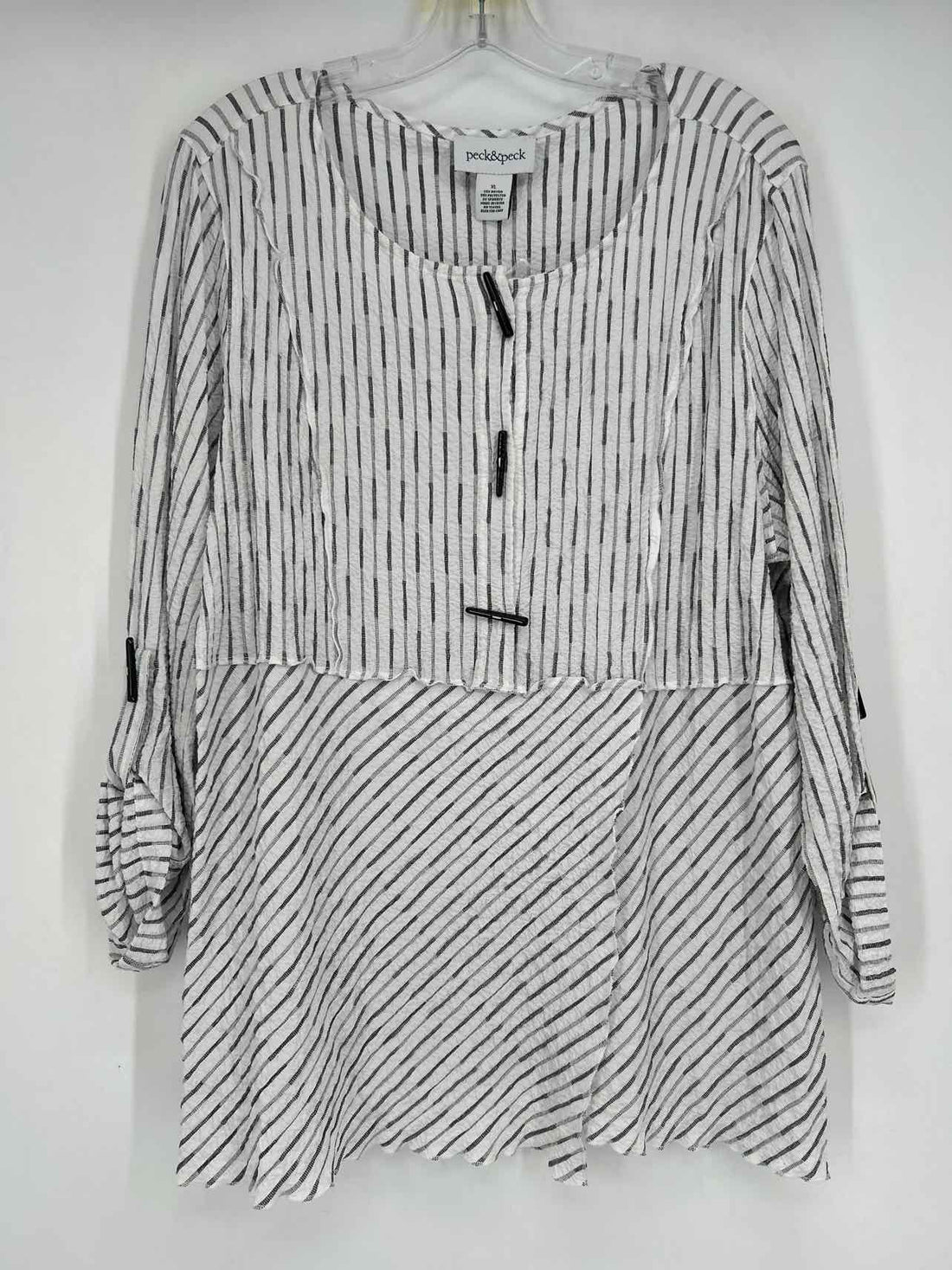 Peck & Peck Size XL White & Black Striped NWT Long Sleeve