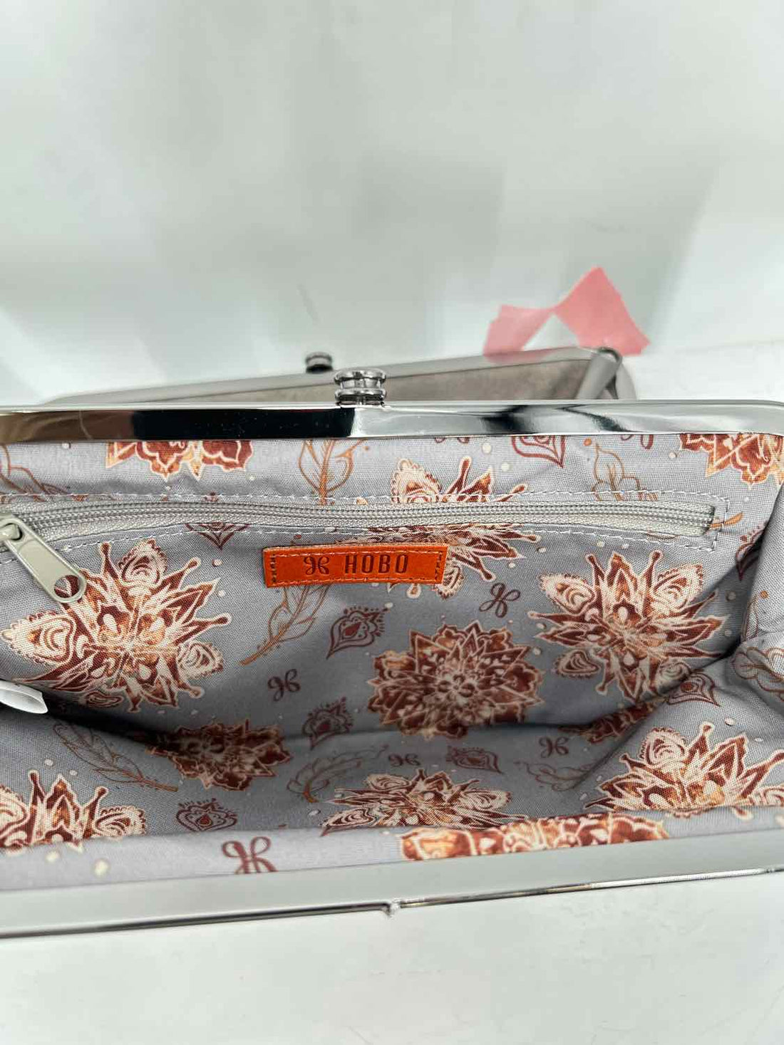 Hobo Gray Kiss Lock Fold Over Wallet