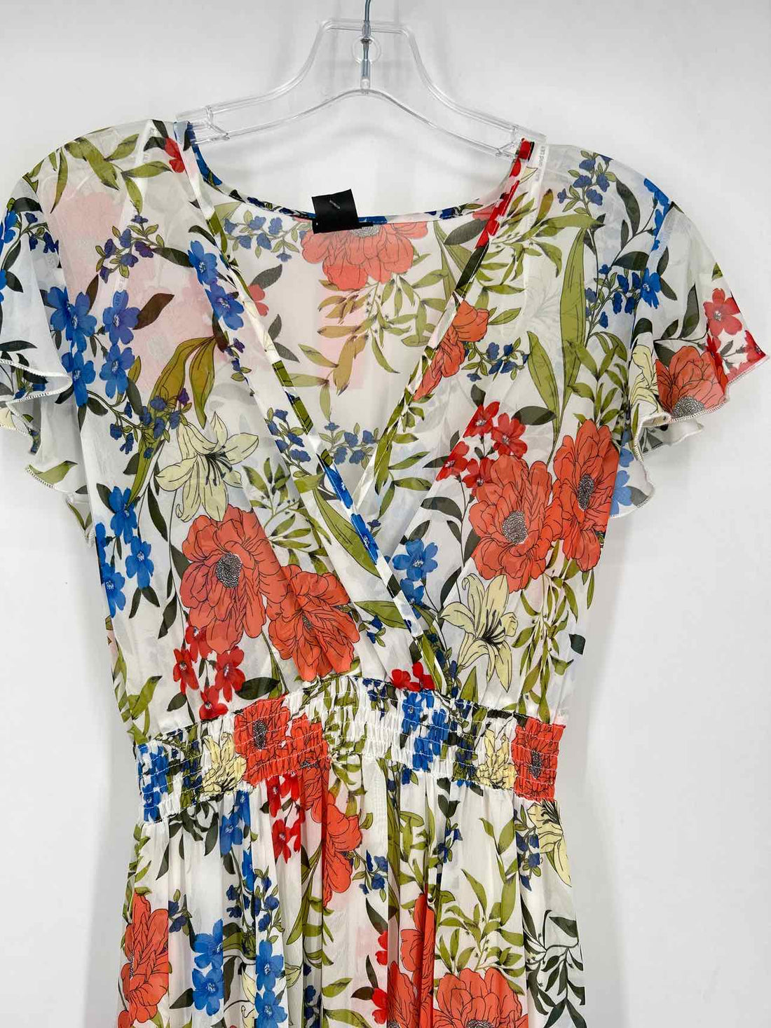 Kate & Lily Size 4 White Floral Short Sleeve Dress
