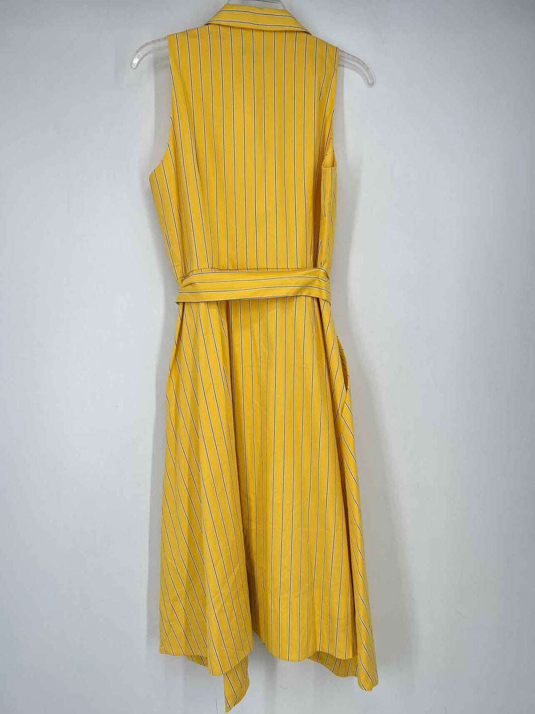 Tahari Size 8 Yellow Striped Dress