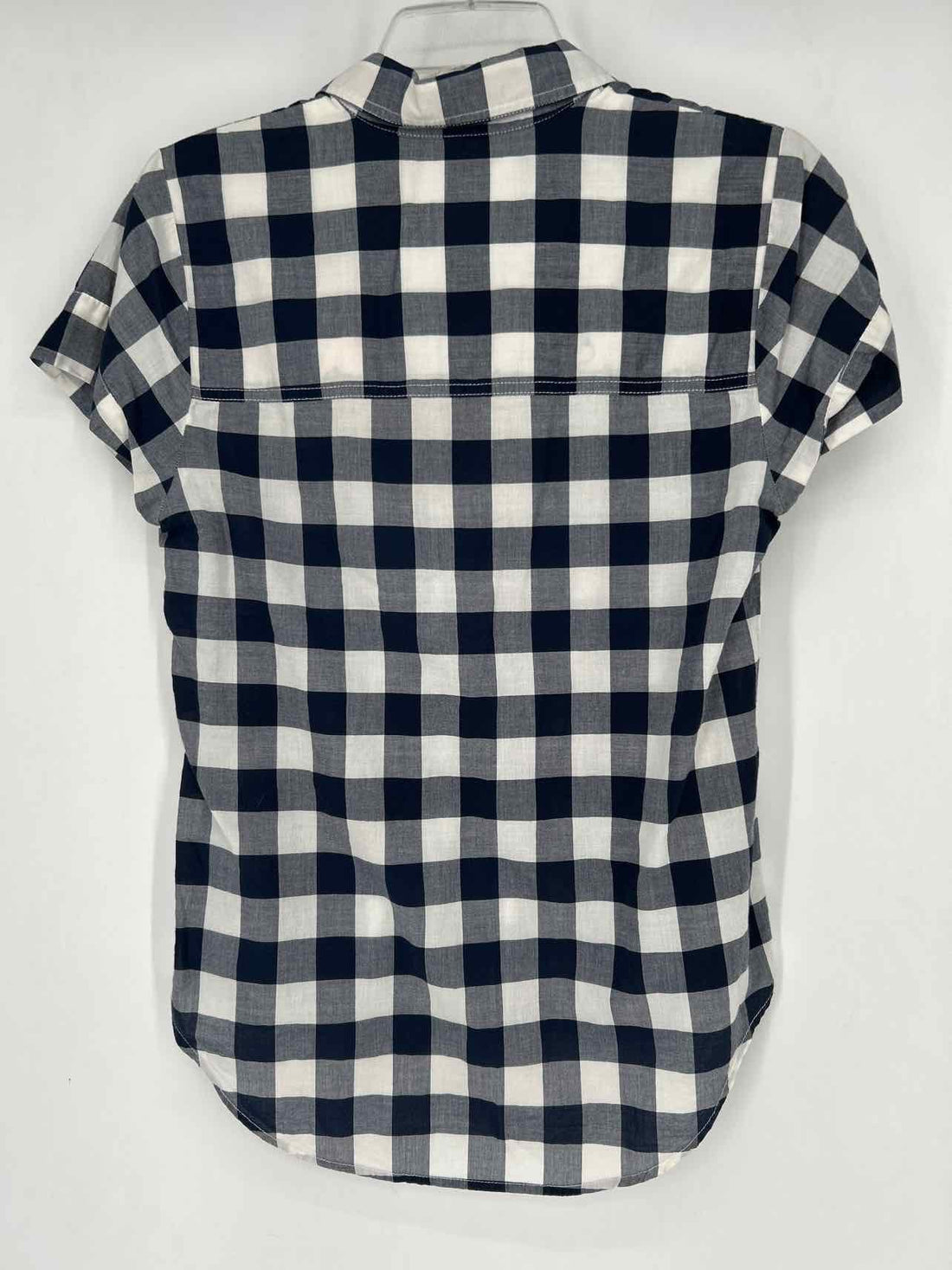 J Crew Size S Navy & White Checkered Short Sleeve