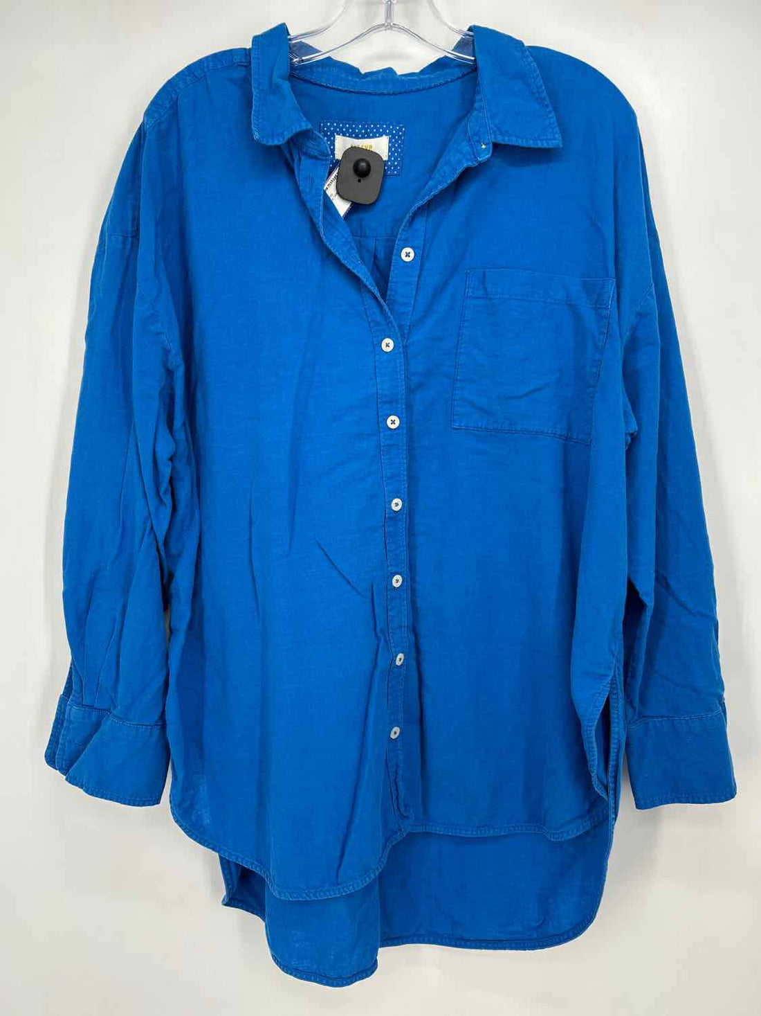 Maeve Size L Cobalt Blue Linen/Cotton Long Sleeve