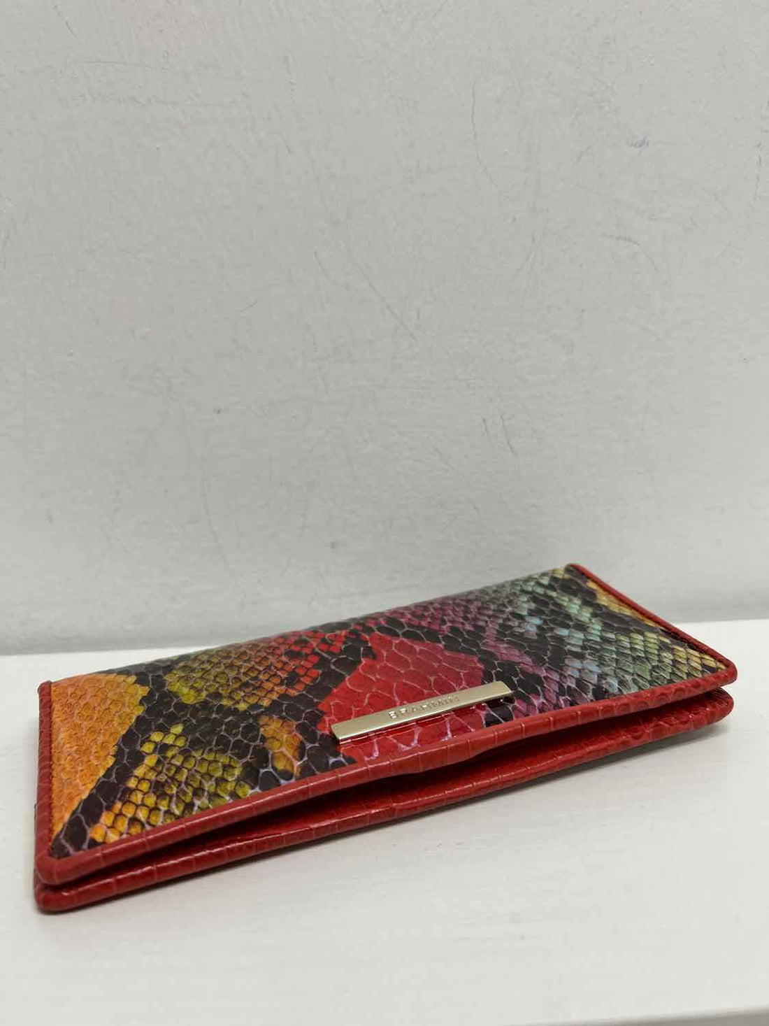 Brahmin Red Rainbow Embossed Leather Pre Owned Wallet