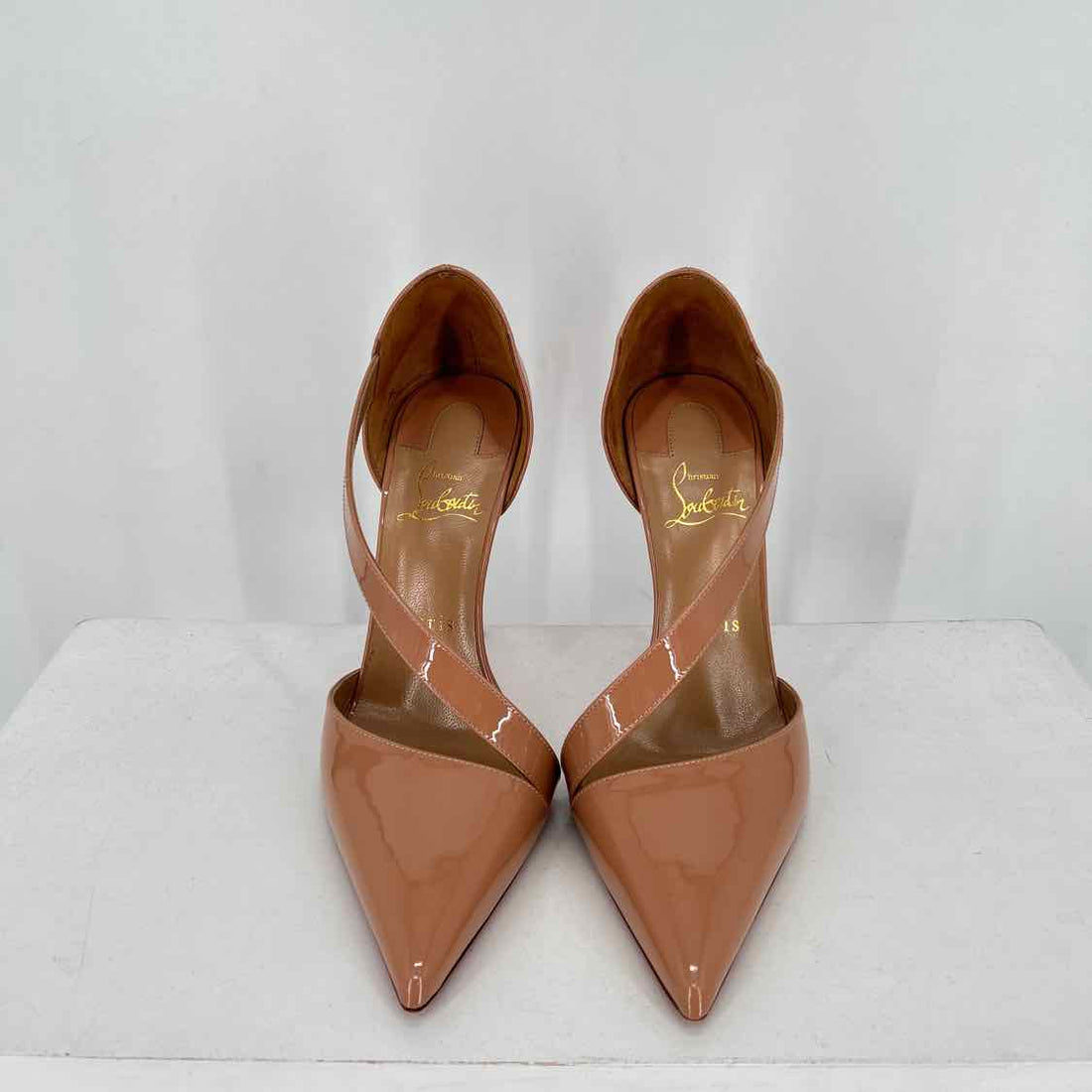 Christian Louboutin D'Orsay Pumps Women Size 38 Nude Patent Leather LUXURY