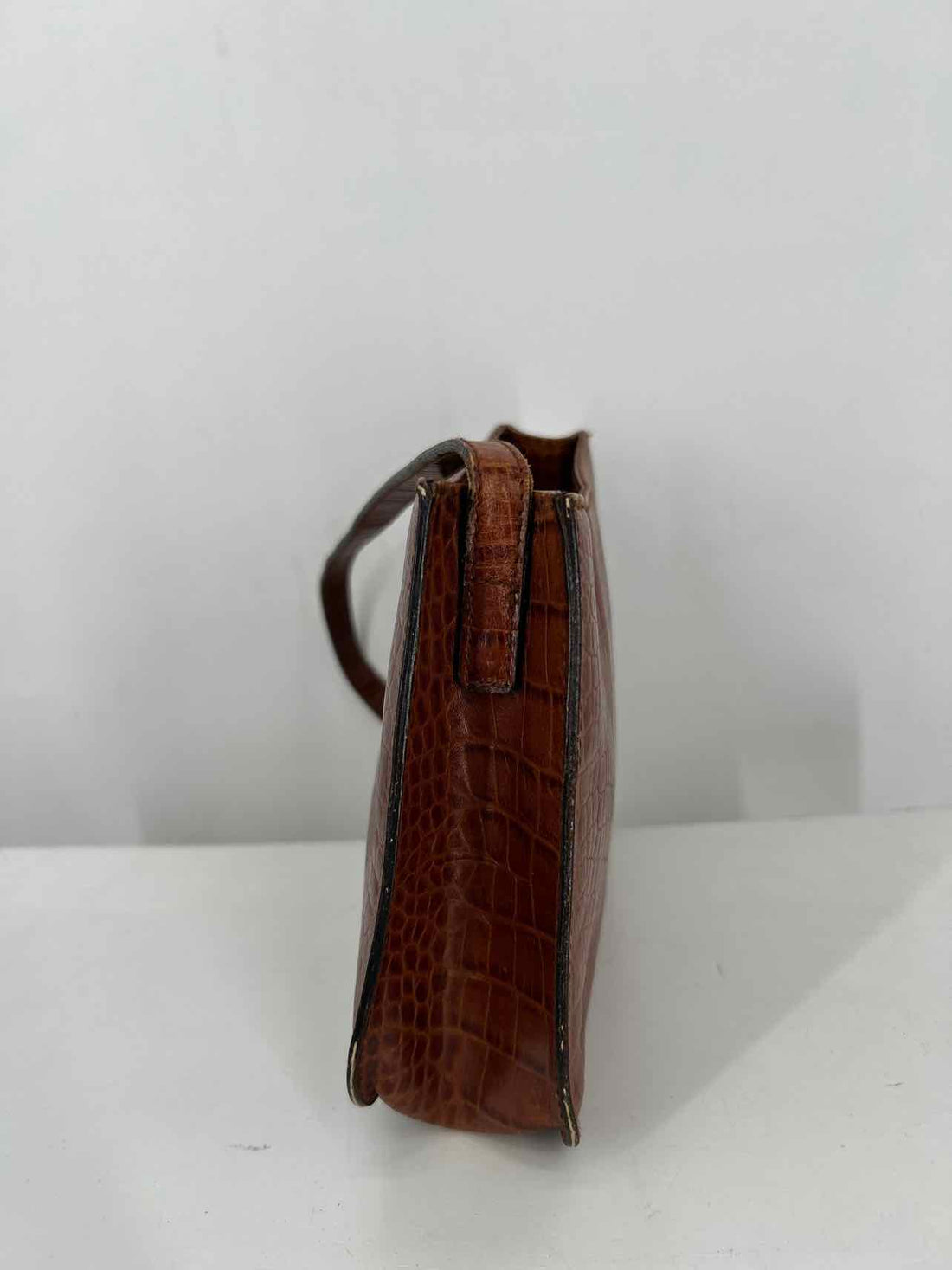 Lauren Ralph Lauren Brown Croc Embossed Shoulder