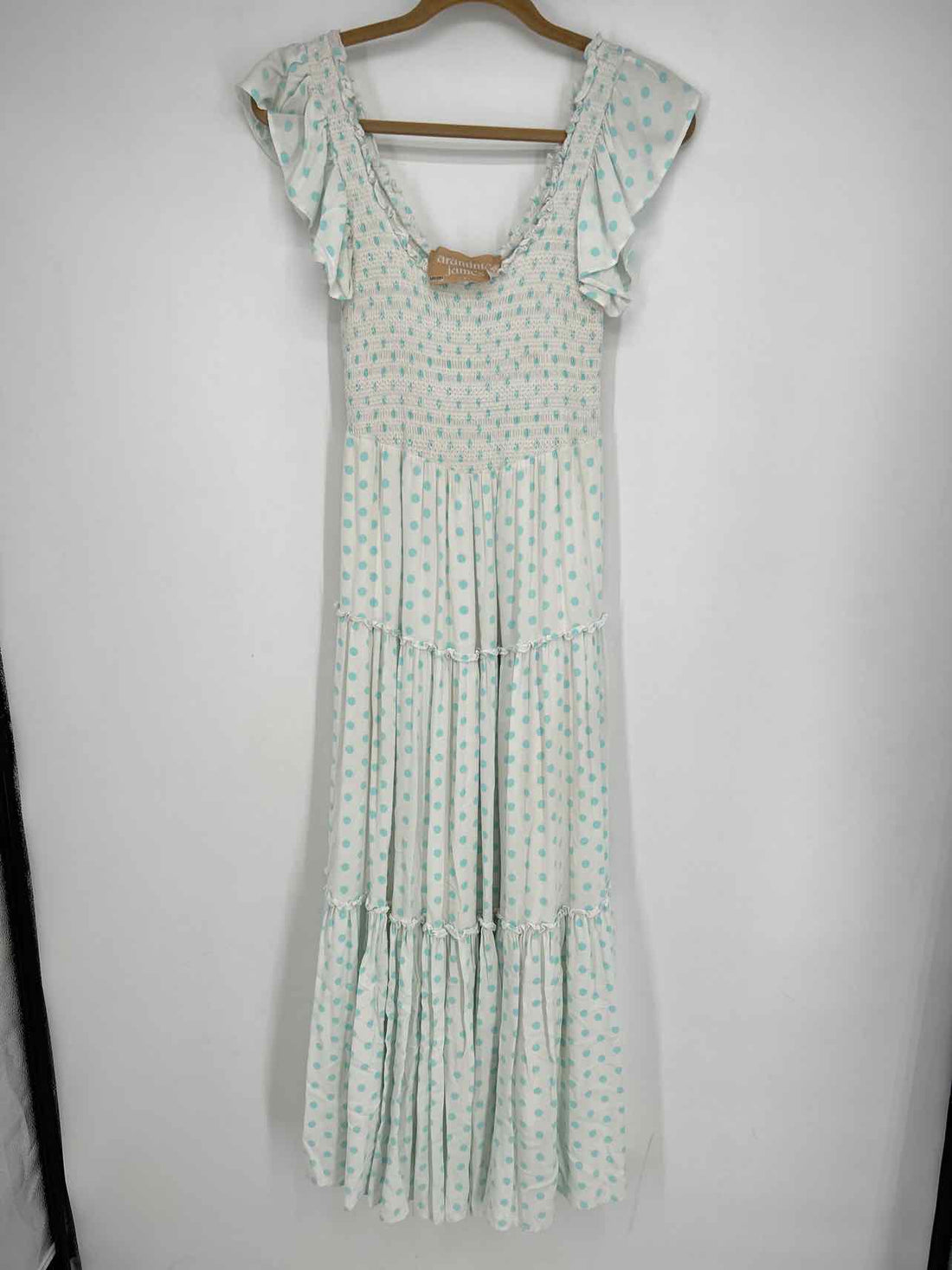 Araminta James Size S White & Light Blue Polkadot Dress