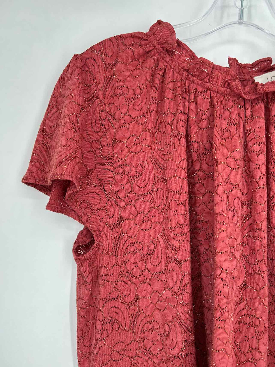 Loft Size L Dark Rose Short Sleeve