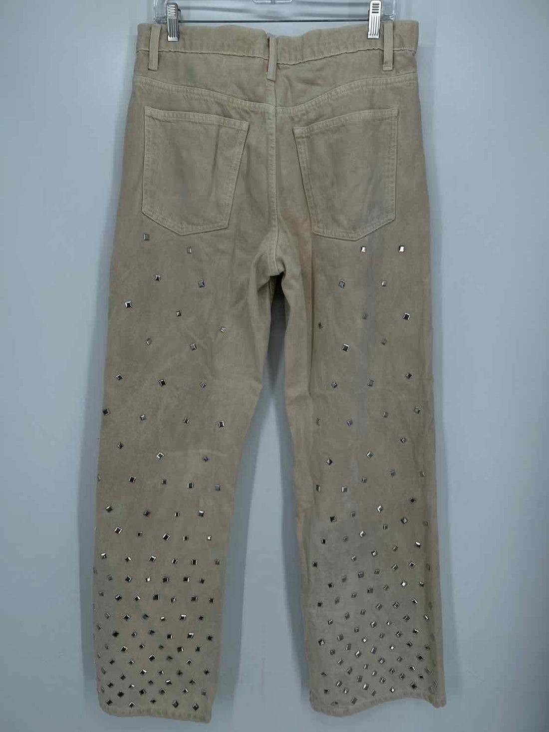 Zara Size 8 Cream Silver Stud Jeans