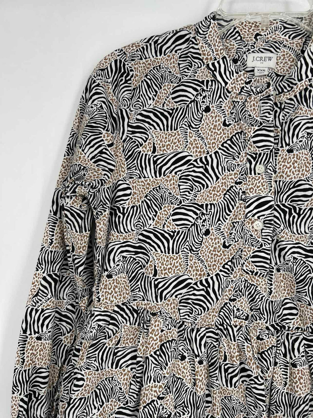 J Crew Size XXS Zebra & Leopard Long Sleeve Dress