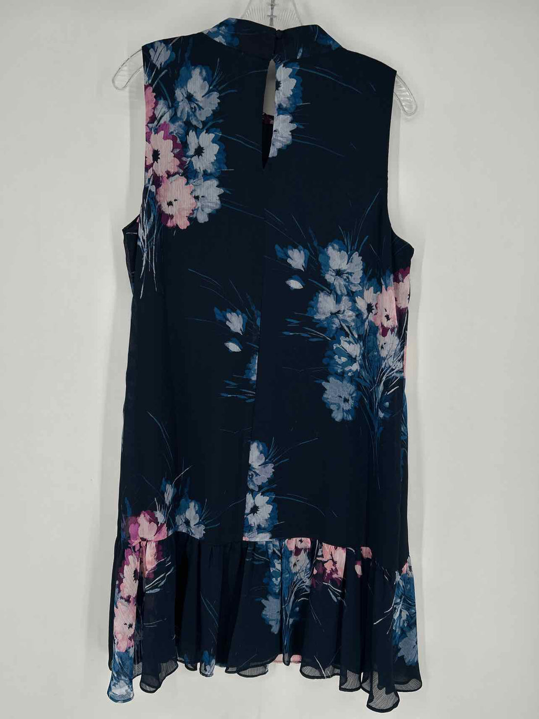 DKNY Size 12 Navy Floral Sleeveless Dress