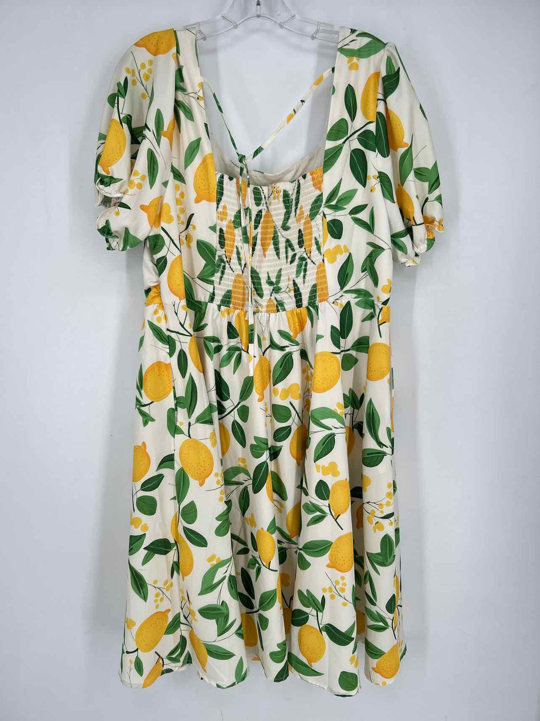 Belle Poque Size 2X Lemon Print Short Sleeve Dress