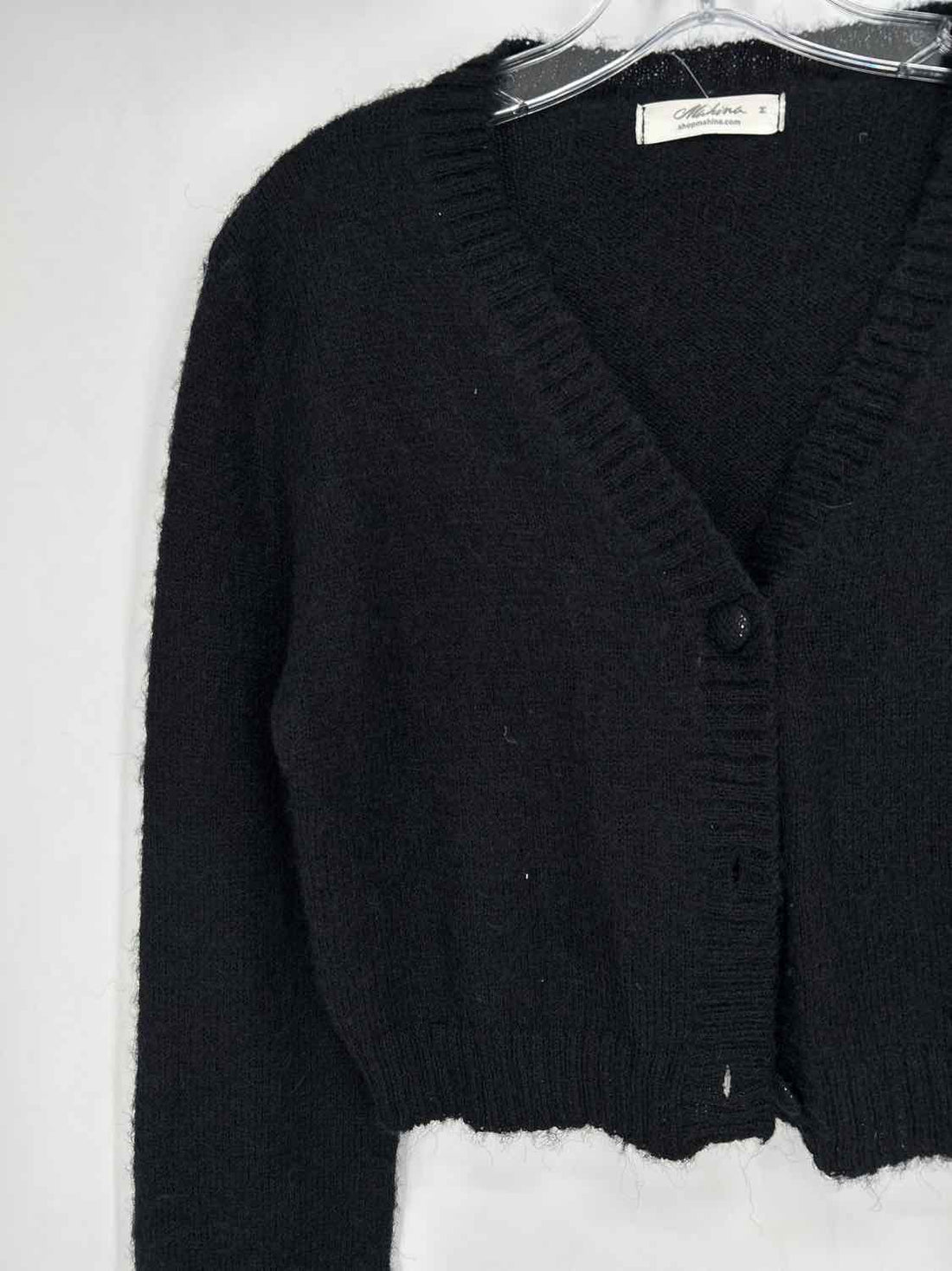 Mahina Size M Black Mohair Blend Cardigan