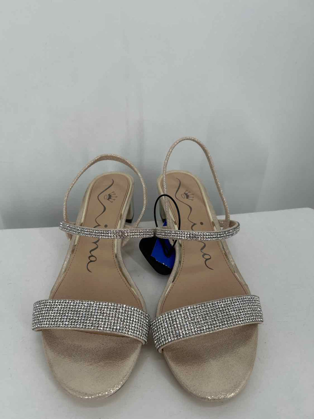 Nina Women Size 8 Gold Pre Owned Rhinestone Sandals