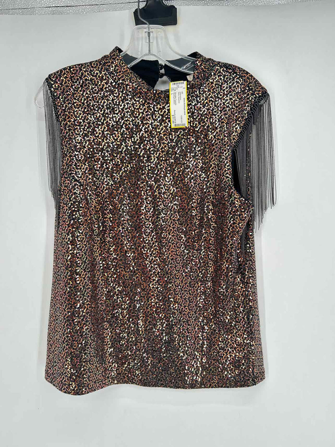 Sterling & Stitch Size L Black Sequined Sleeveless
