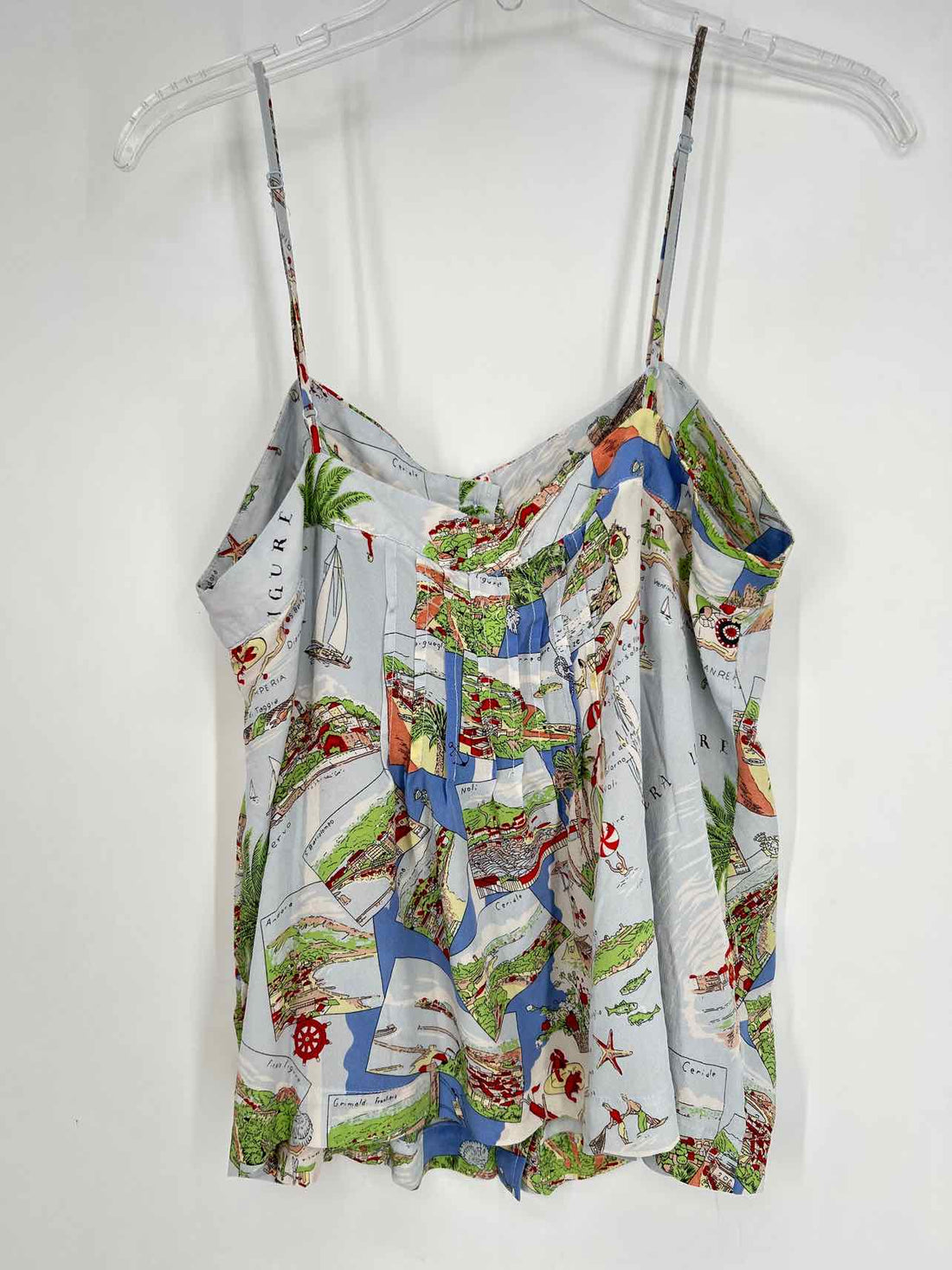 Maeve Size 14 Light Blue Print Silk Tank Top