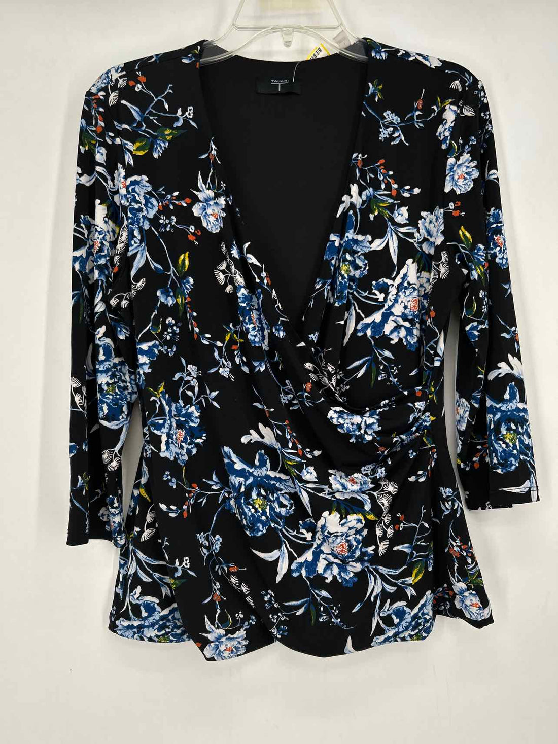 Tahari Size L Black Floral Long Sleeve