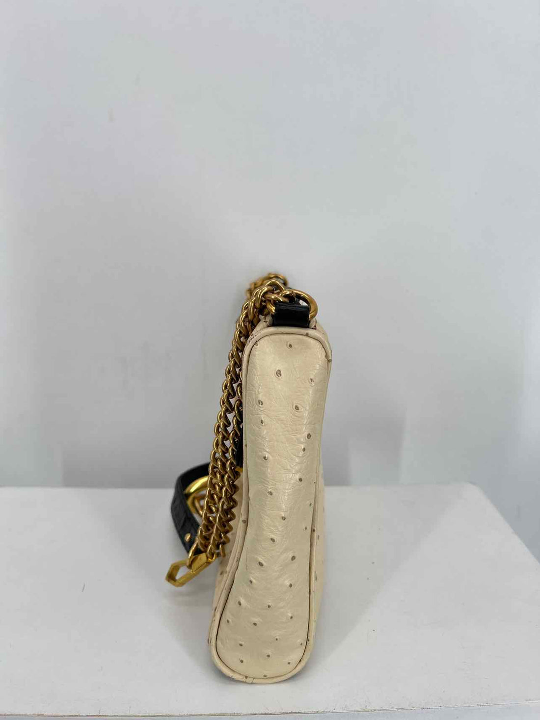 Rebecca Minkoff Off White Ostrich Embossed Leather Good Shoulder