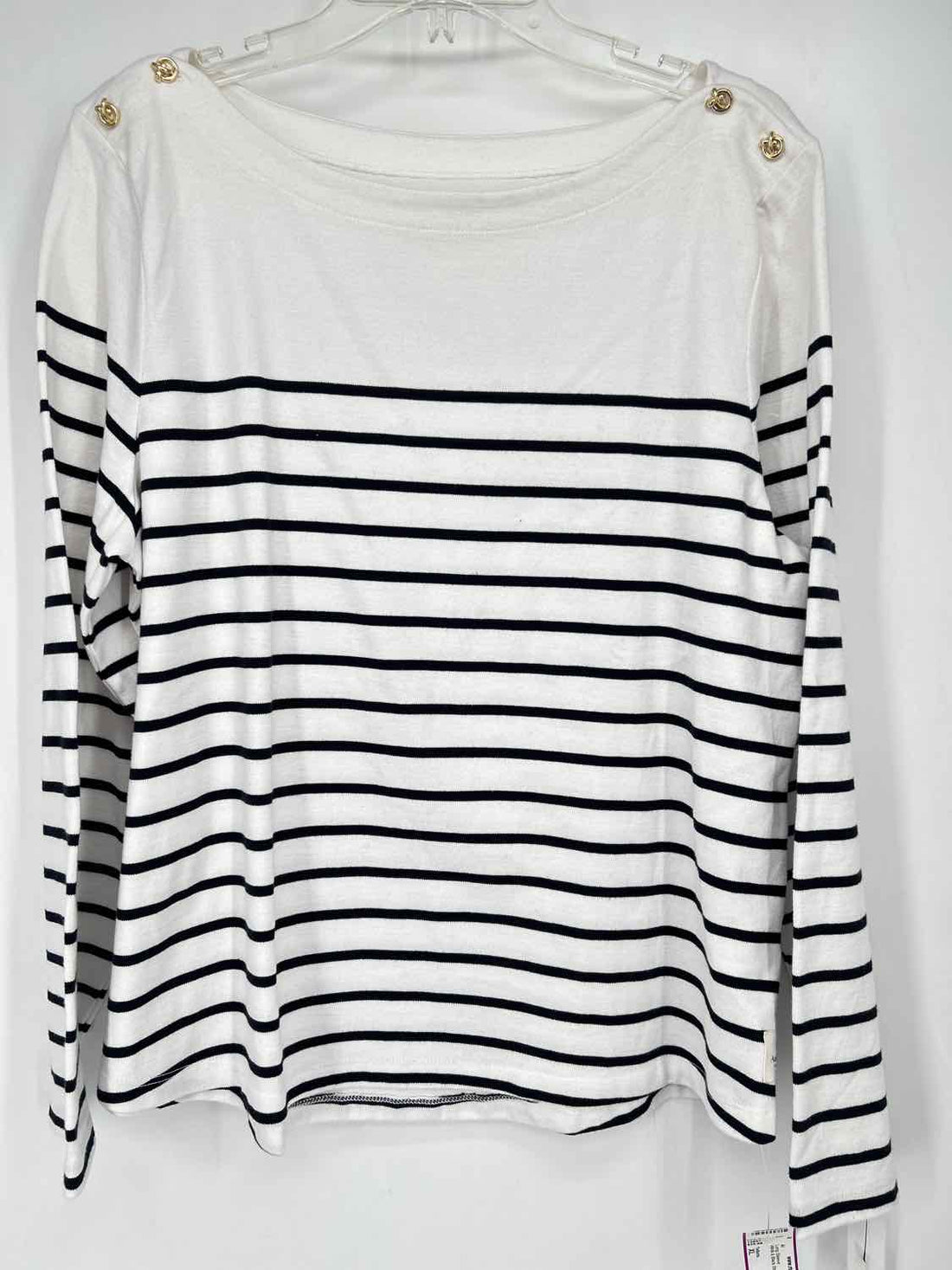 Talbots Size XL White & Black Striped NWT Long Sleeve