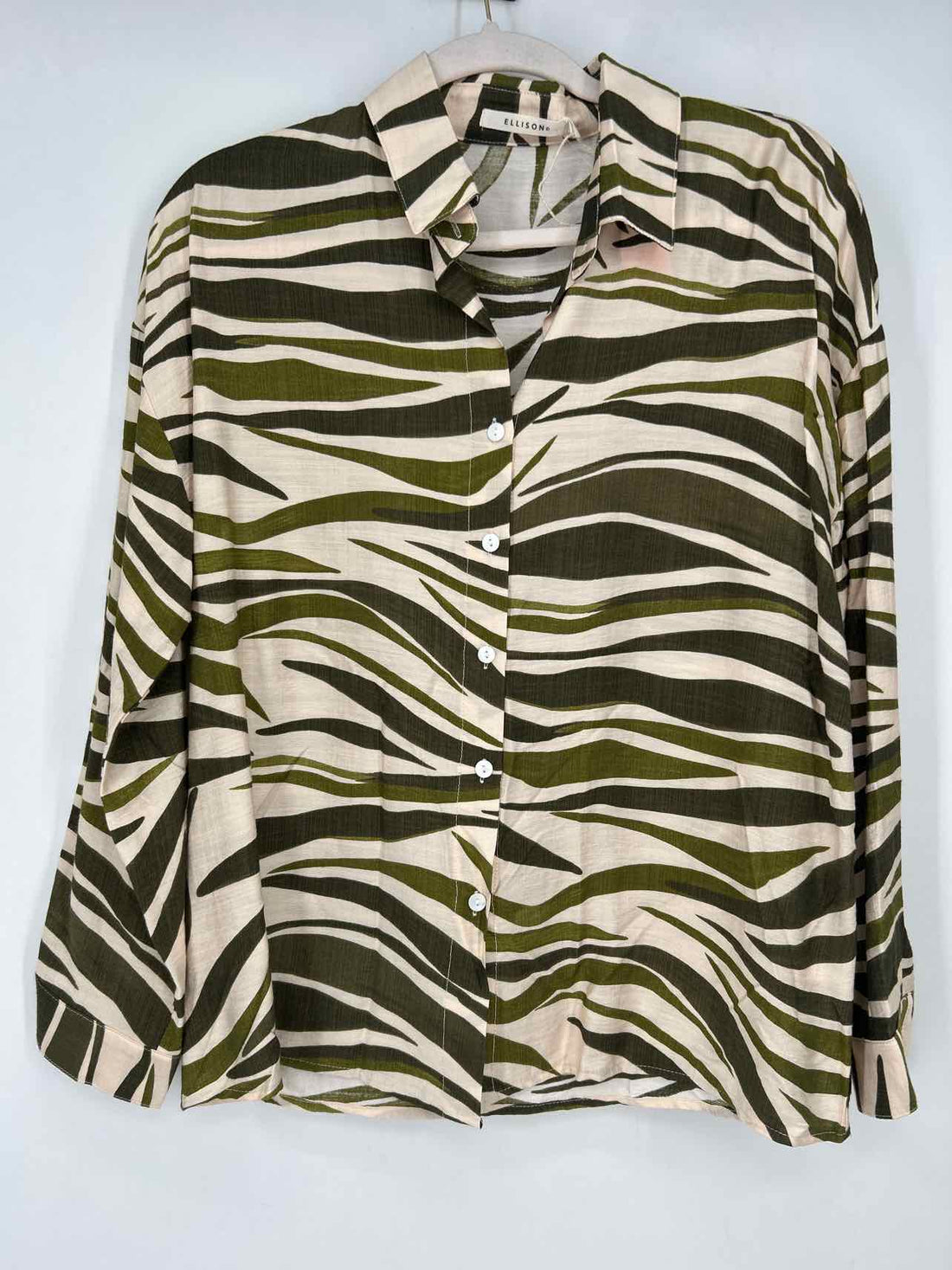 Ellison L Cream & Green Print New Boutique Top