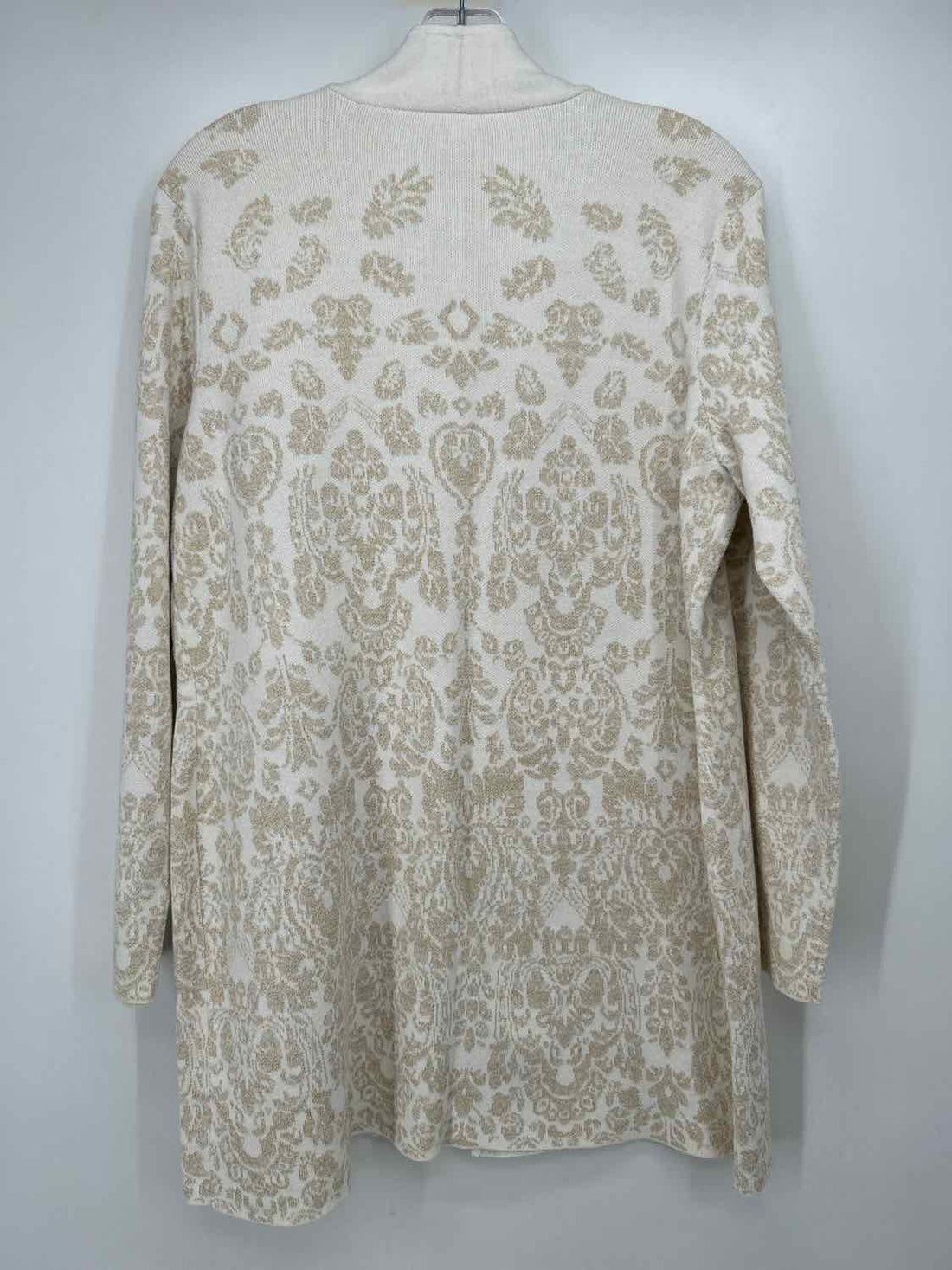 Chicos Size 2(12) White & Gold Cardigan
