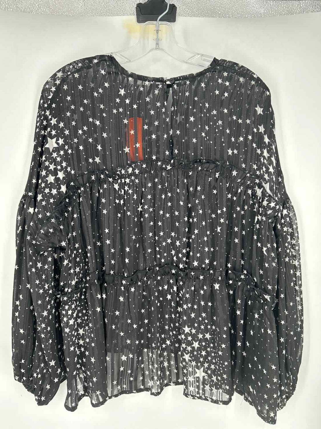 TCEC Size L Black & White Print Shimmer Long Sleeve
