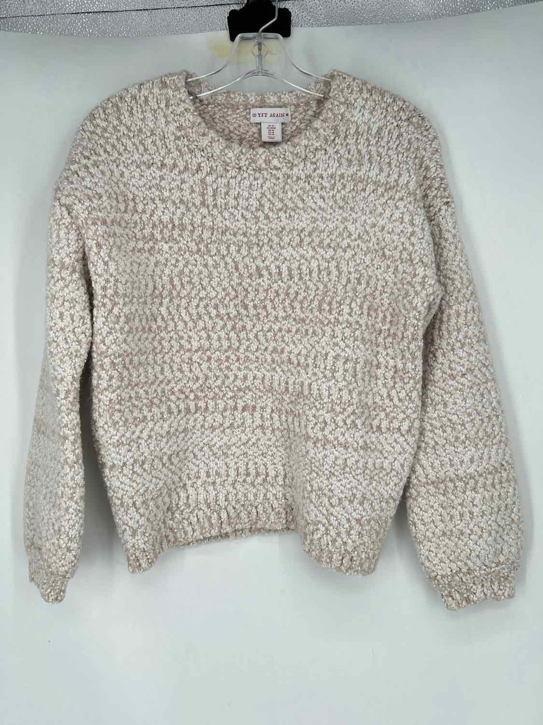 Yet Again Size M White & Beige Marled Sweater