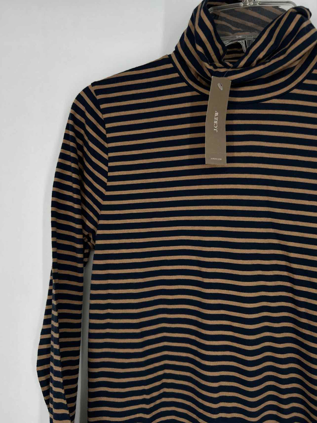J Crew Size M Tan & Navy Striped NWT Long Sleeve