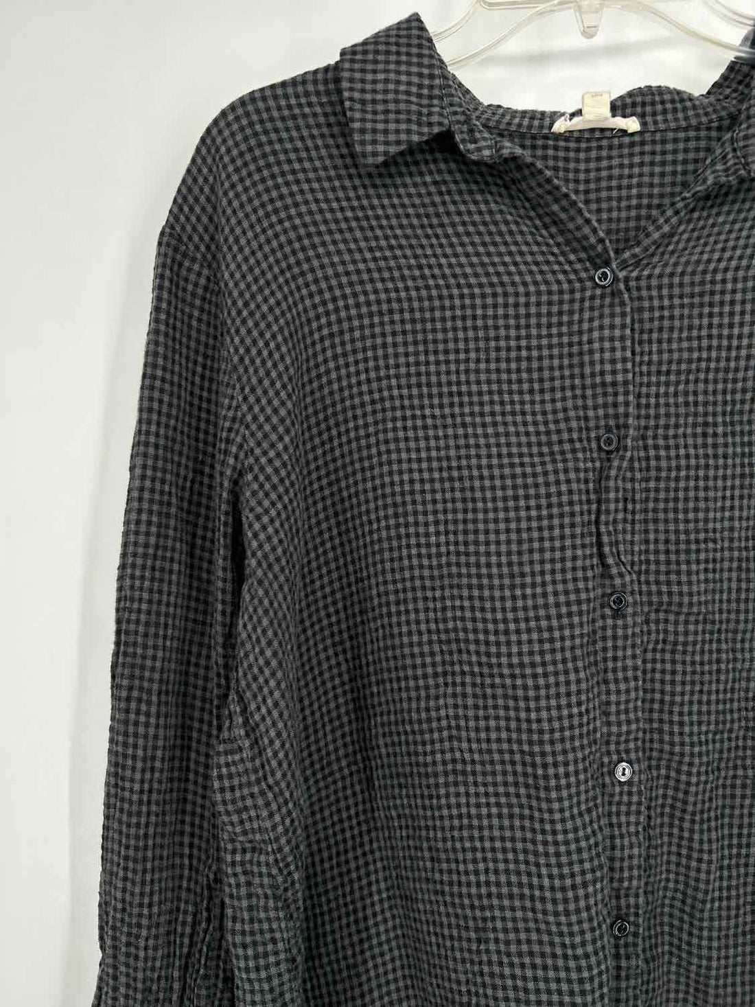 Eileen Fisher Size L Gray Checkered Long Sleeve