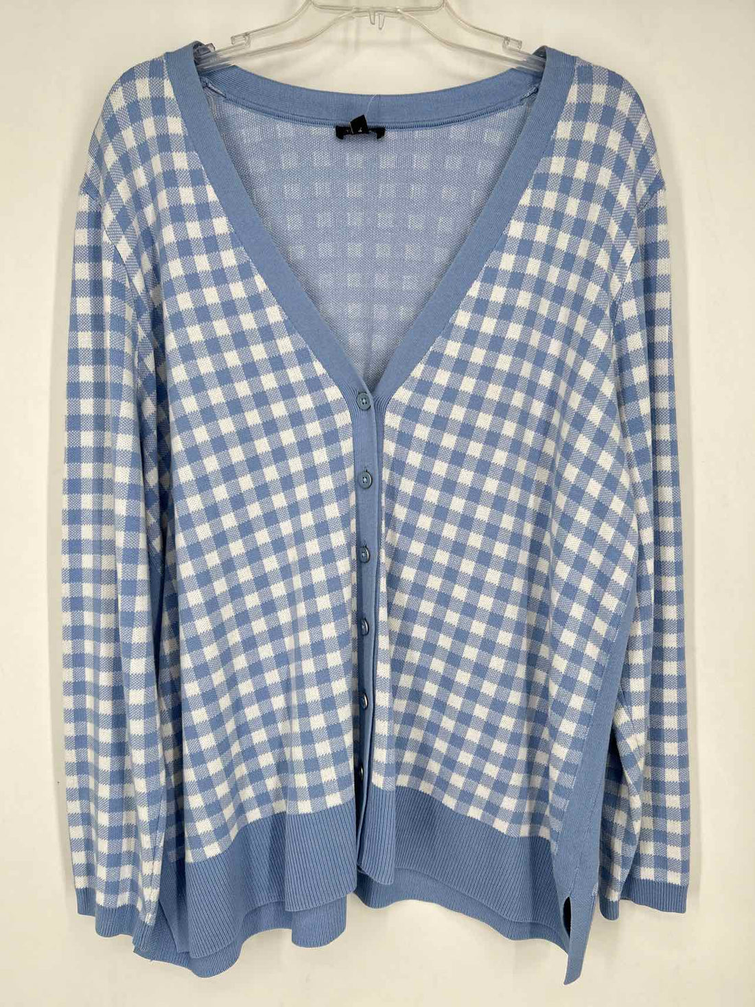 Talbots Size 1X Blue & White Gingham Cardigan