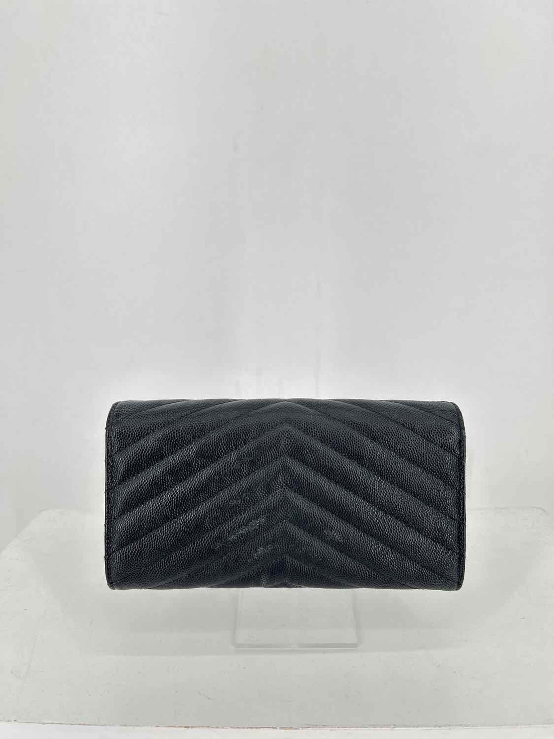 YSL Cassandre Large Flap Black Grained Leather Pre Owned LUXURY