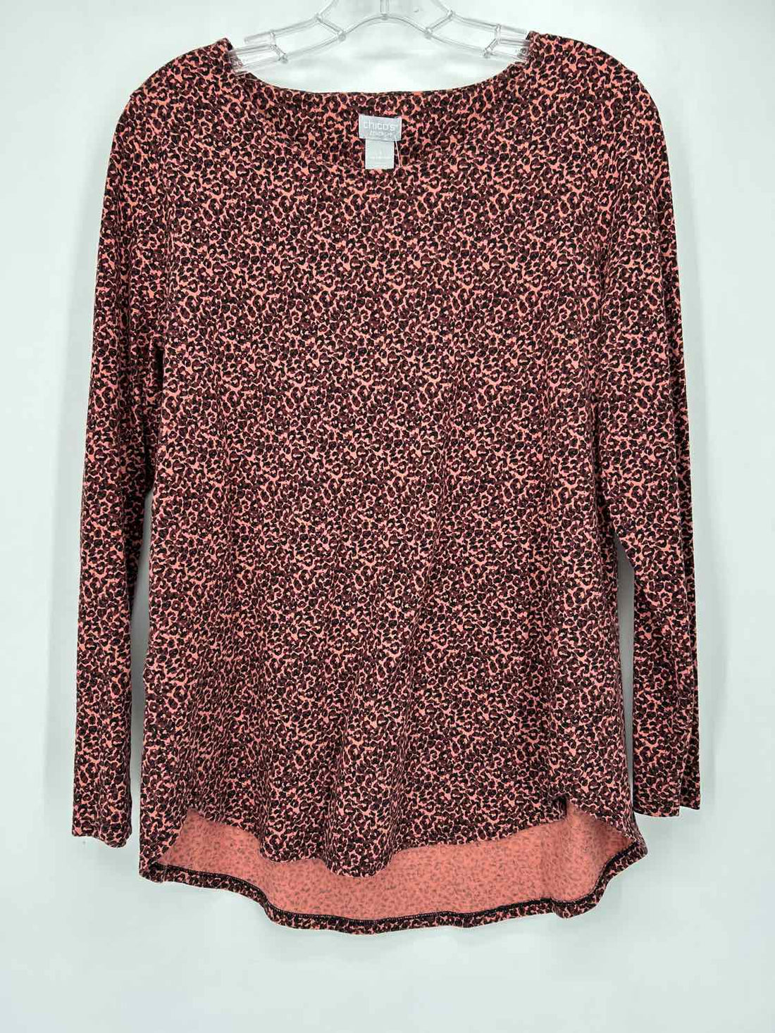 Zenergy by Chicos Size 1 Maroon Leopard Long Sleeve