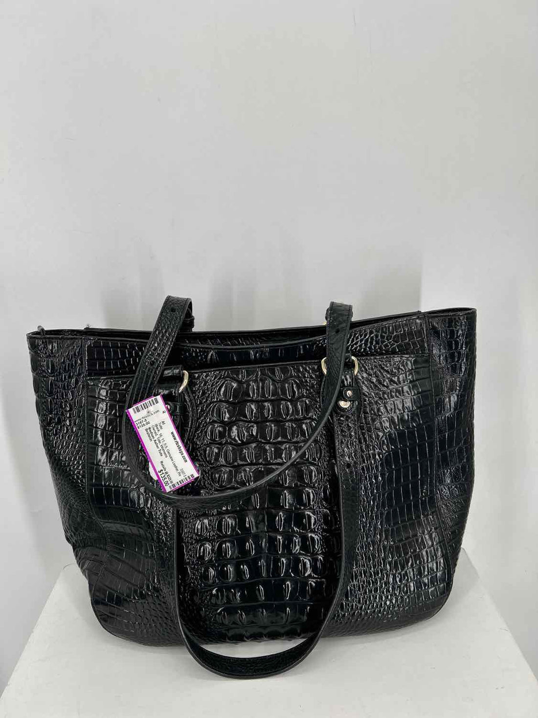 Brahmin Black Genuine Leather Pre Owned Tote