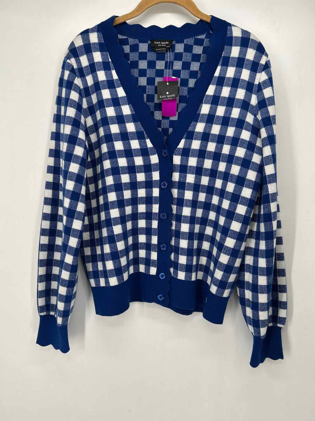 Kate Spade Size M Blue Gingham NWT Cardigan