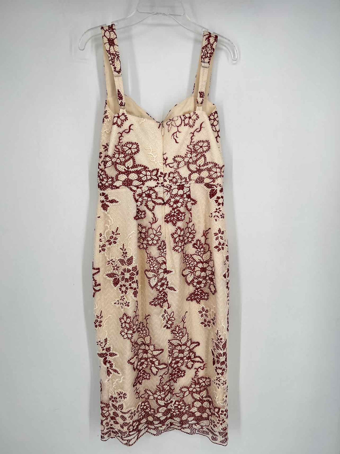 Dress The Population Size S Cream & Maroon Lace NWT Dress