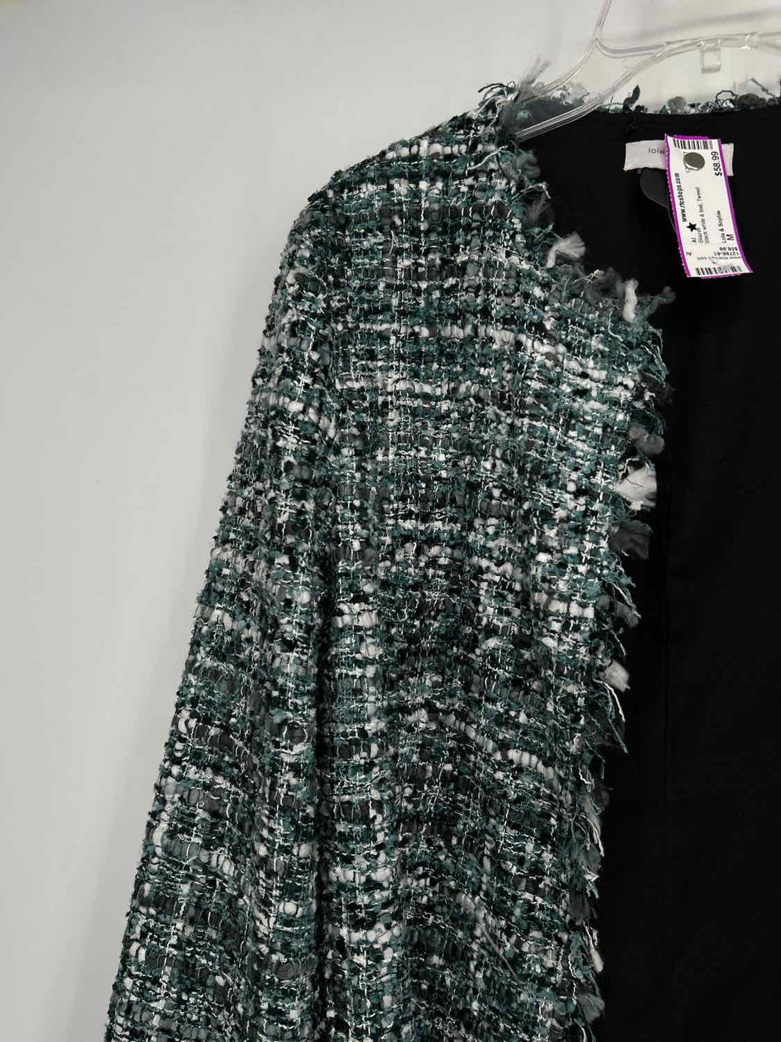 Lola & Sophie Size M black white & teal Tweed Blazer
