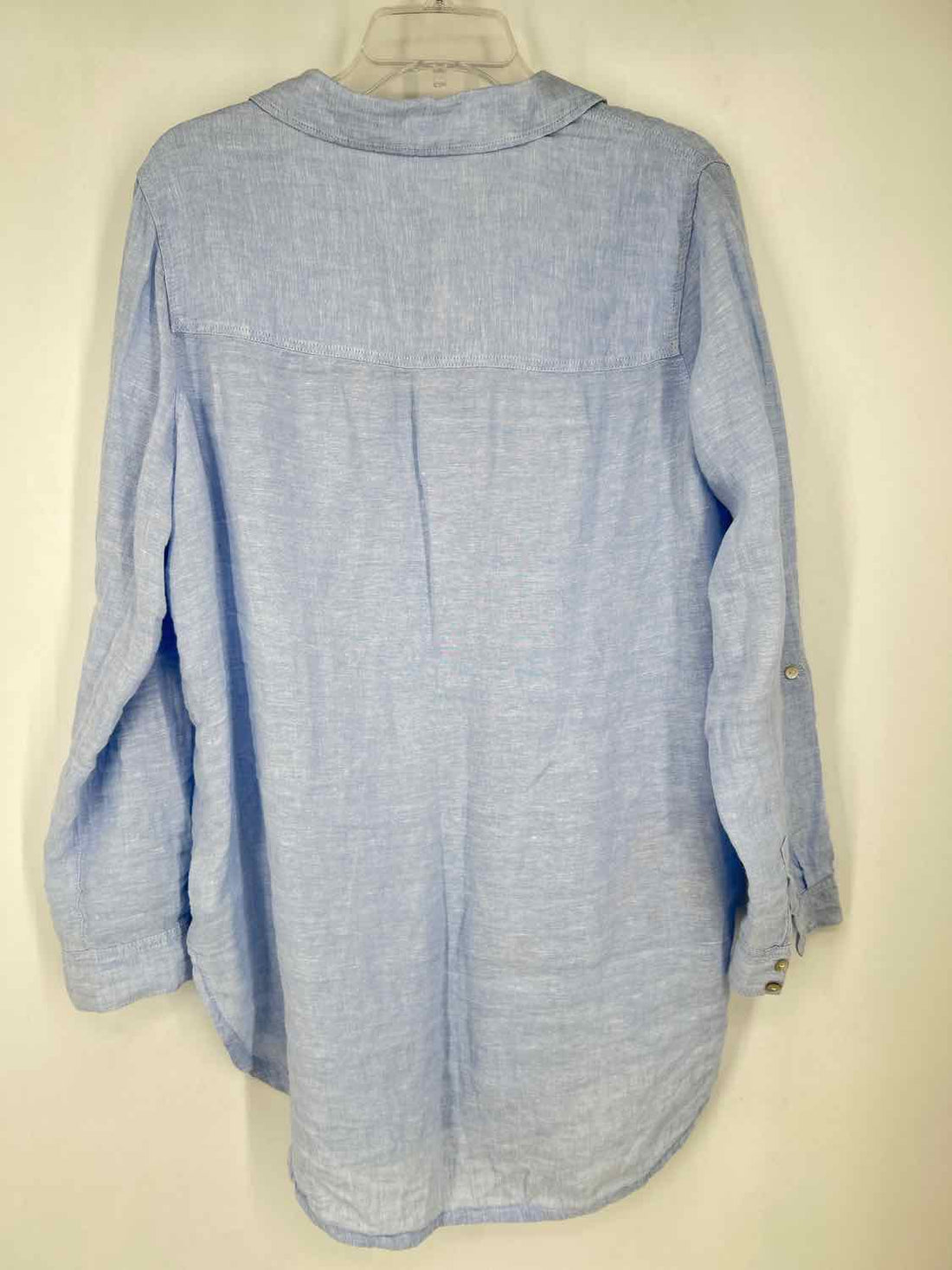 Sigrid Olsen Size L Light Blue Linen 100% Long Sleeve