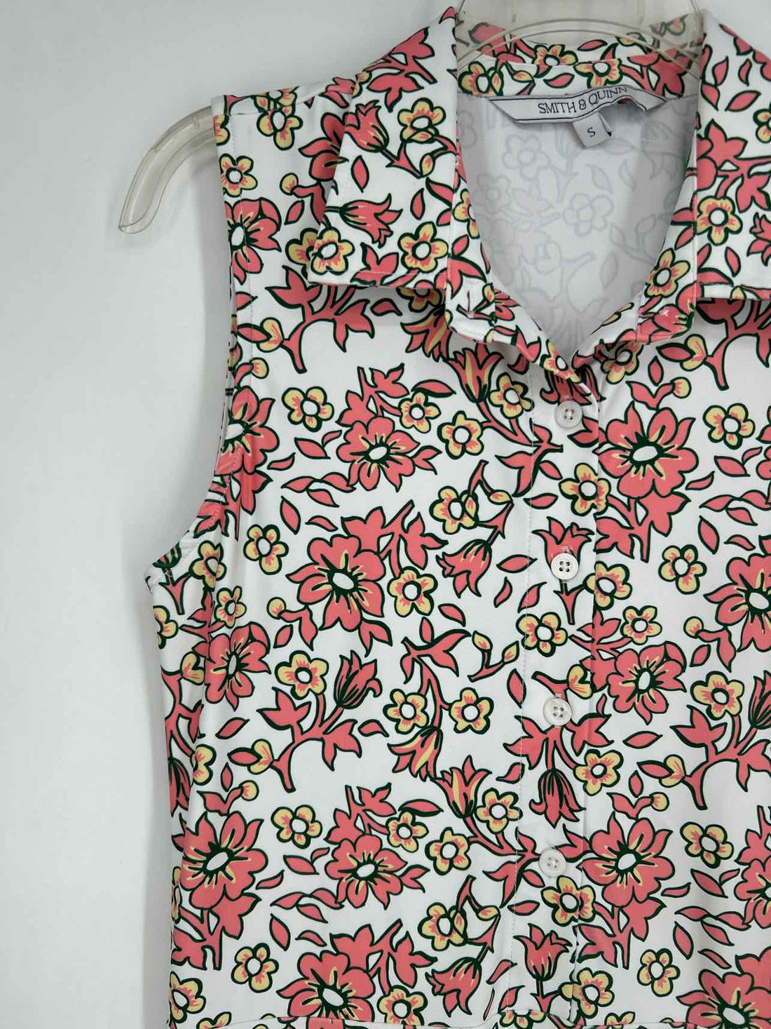 Smith & Quinn Size S White & Pink Floral Sleeveless Dress