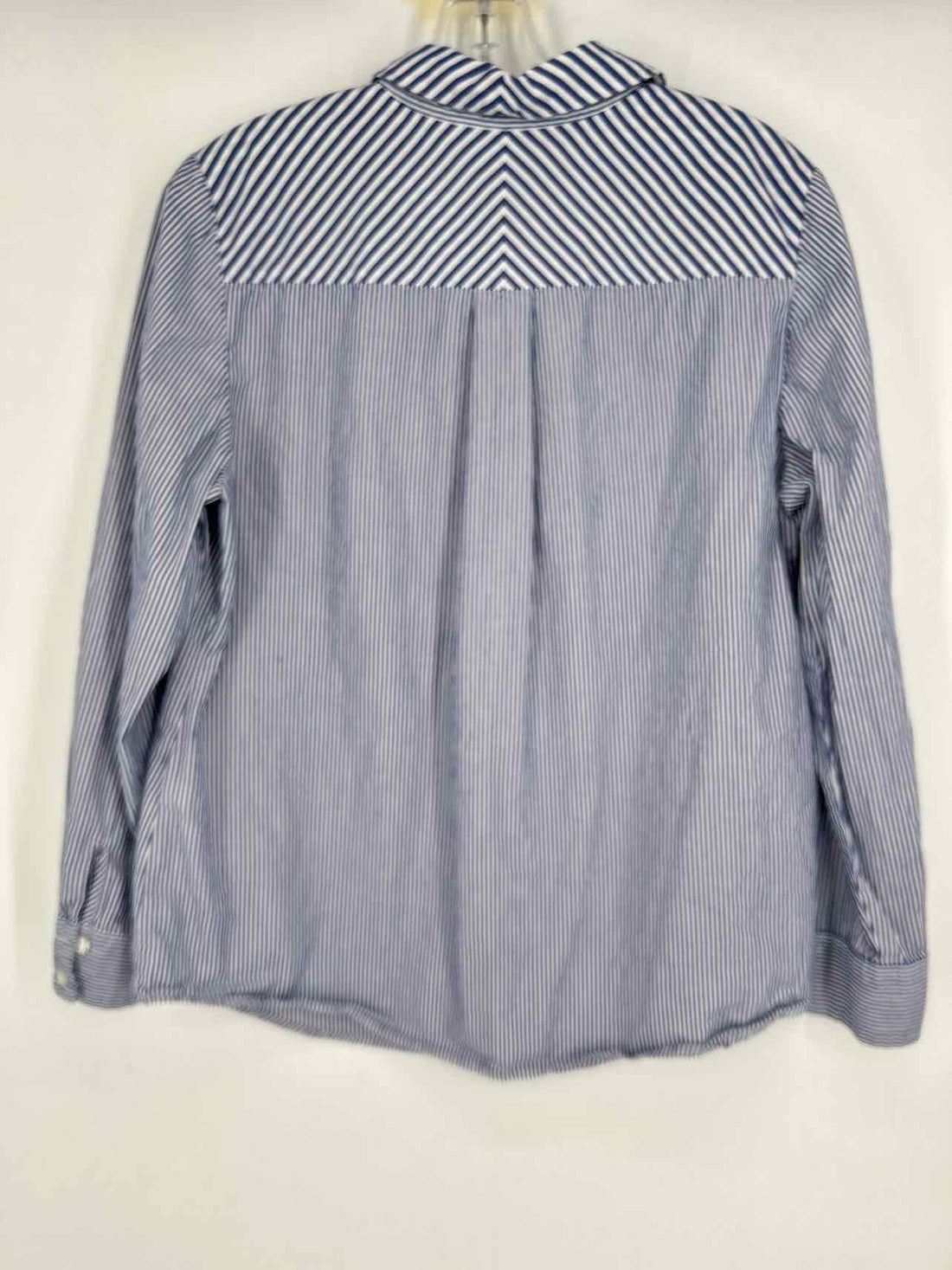 Chicos Size 1 (8) Navy & White Striped Long Sleeve