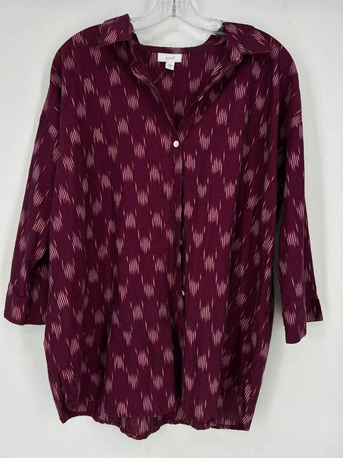Pure Jill Size M Burgandy Print Long Sleeve