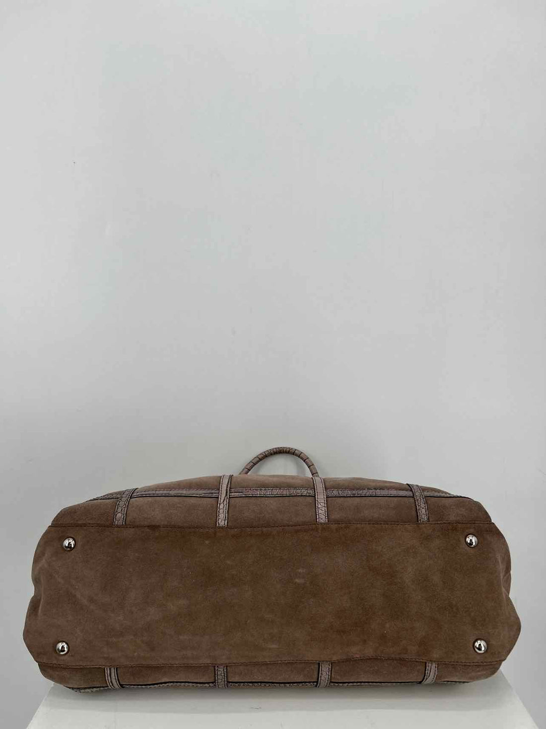 Furla Gray Taupe Suede Pre Owned Tote