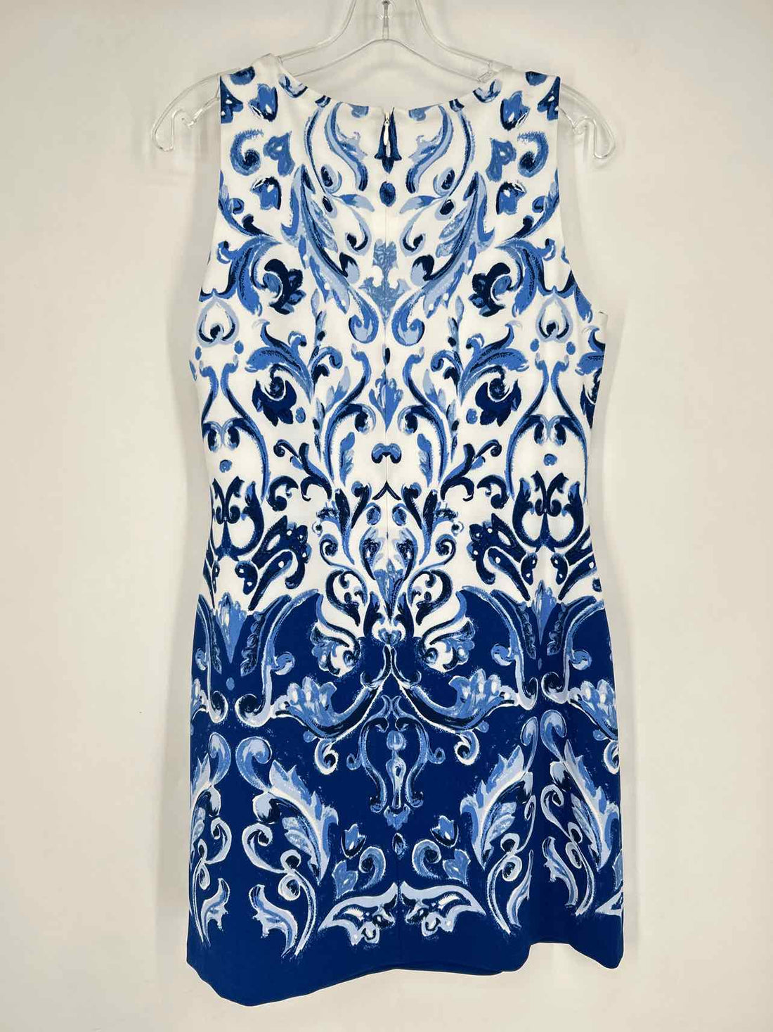 Lauren Ralph Lauren Size 12P White & Navy Print Sleeveless Dress