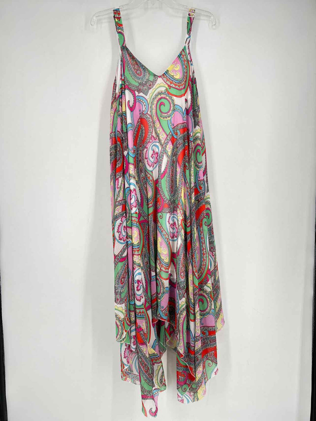 Nina Leonard Size L White Paisley Sleeveless Dress