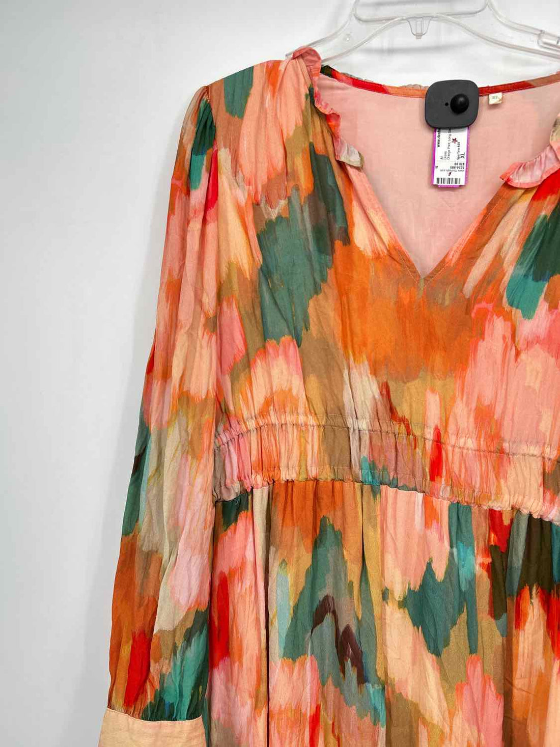 Spartina 449 Size XL Orange Print Long Sleeve Dress