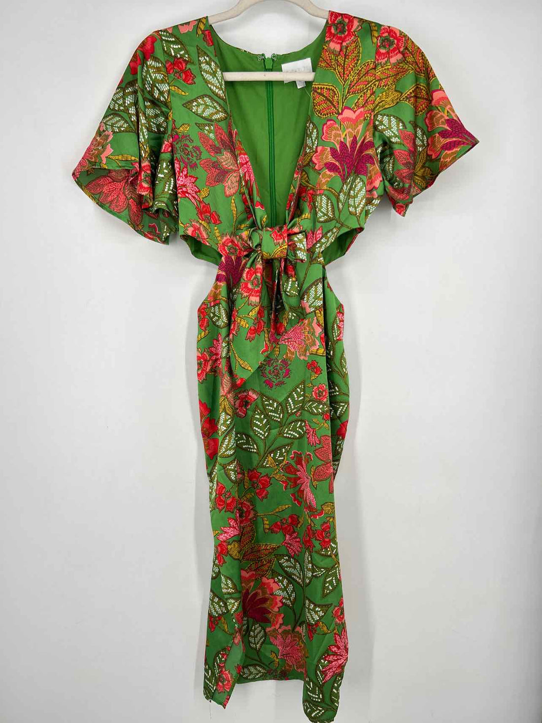 Sugar Lips Size XS Green Print Short Sleeve Dress