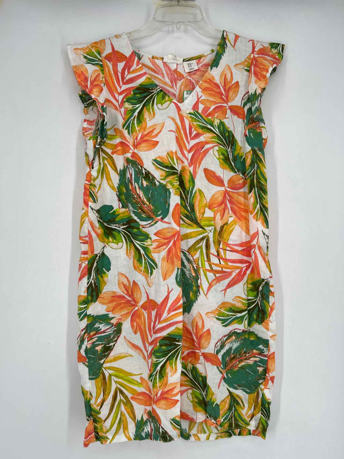 Nicole Miller Size XS White Print Linen Dress