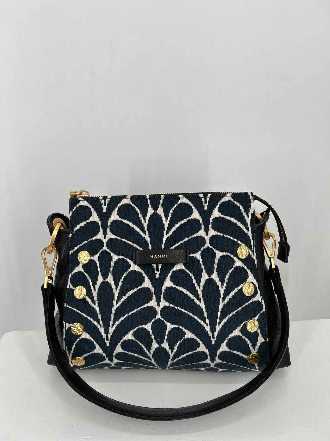 Hammitt Navy & White Leather & Tapestry Crossbody