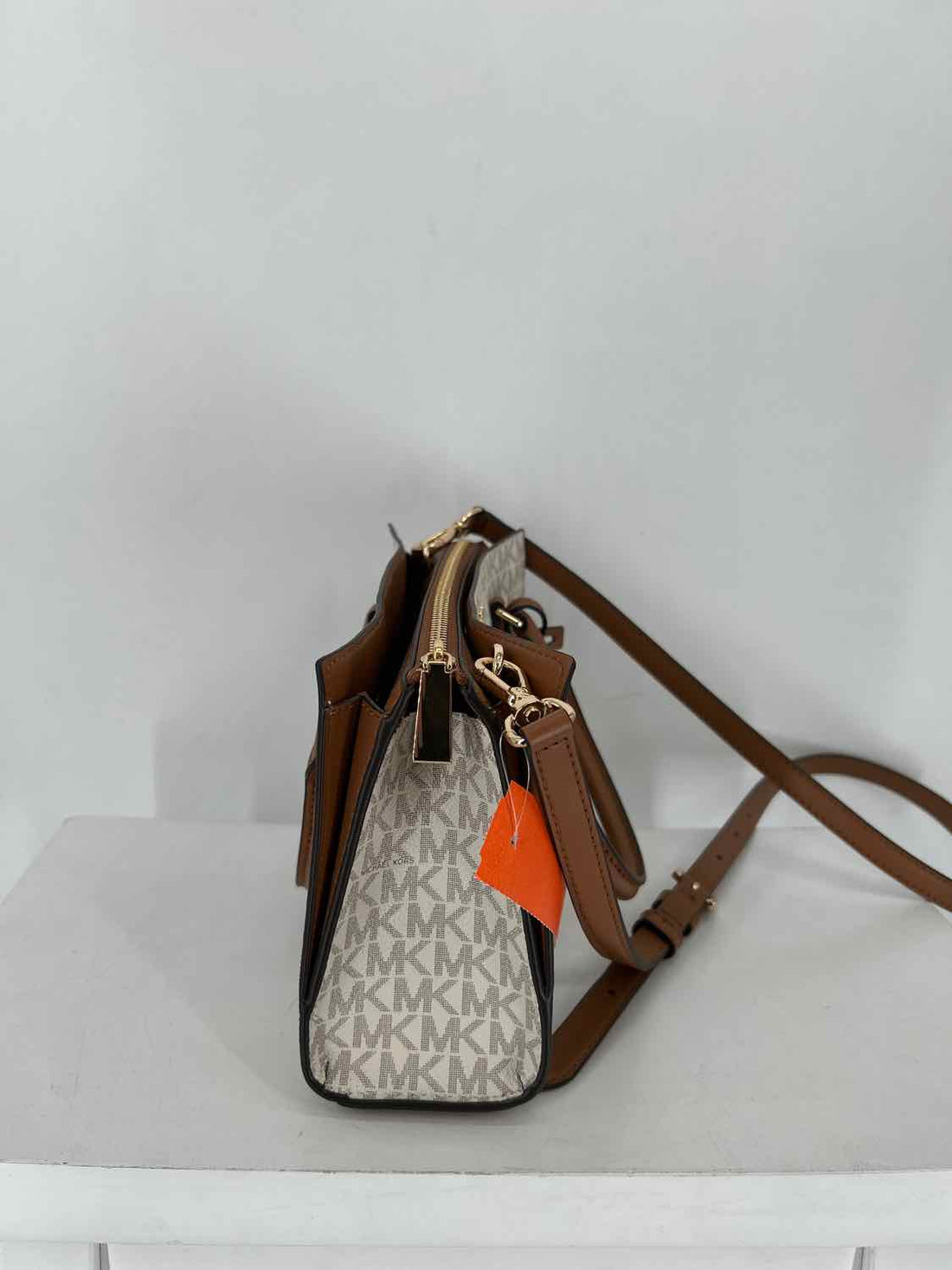 Michael Kors White Monogram Saffiano Leather Pre Owned Satchel