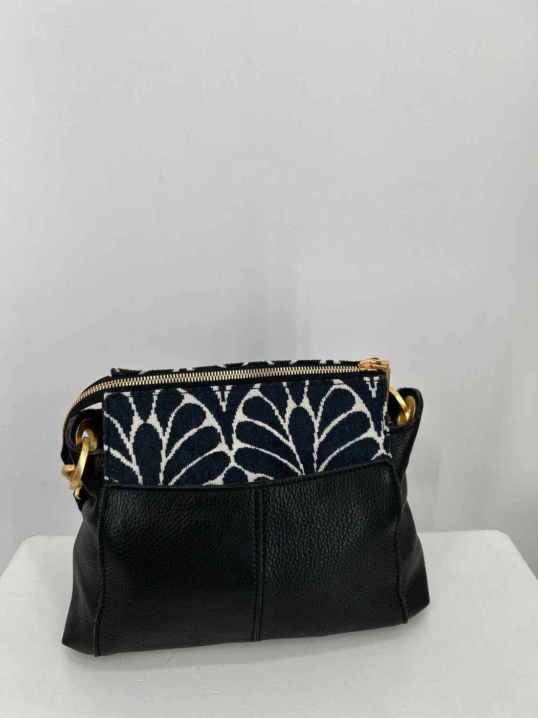 Hammitt Navy & White Leather & Tapestry Crossbody