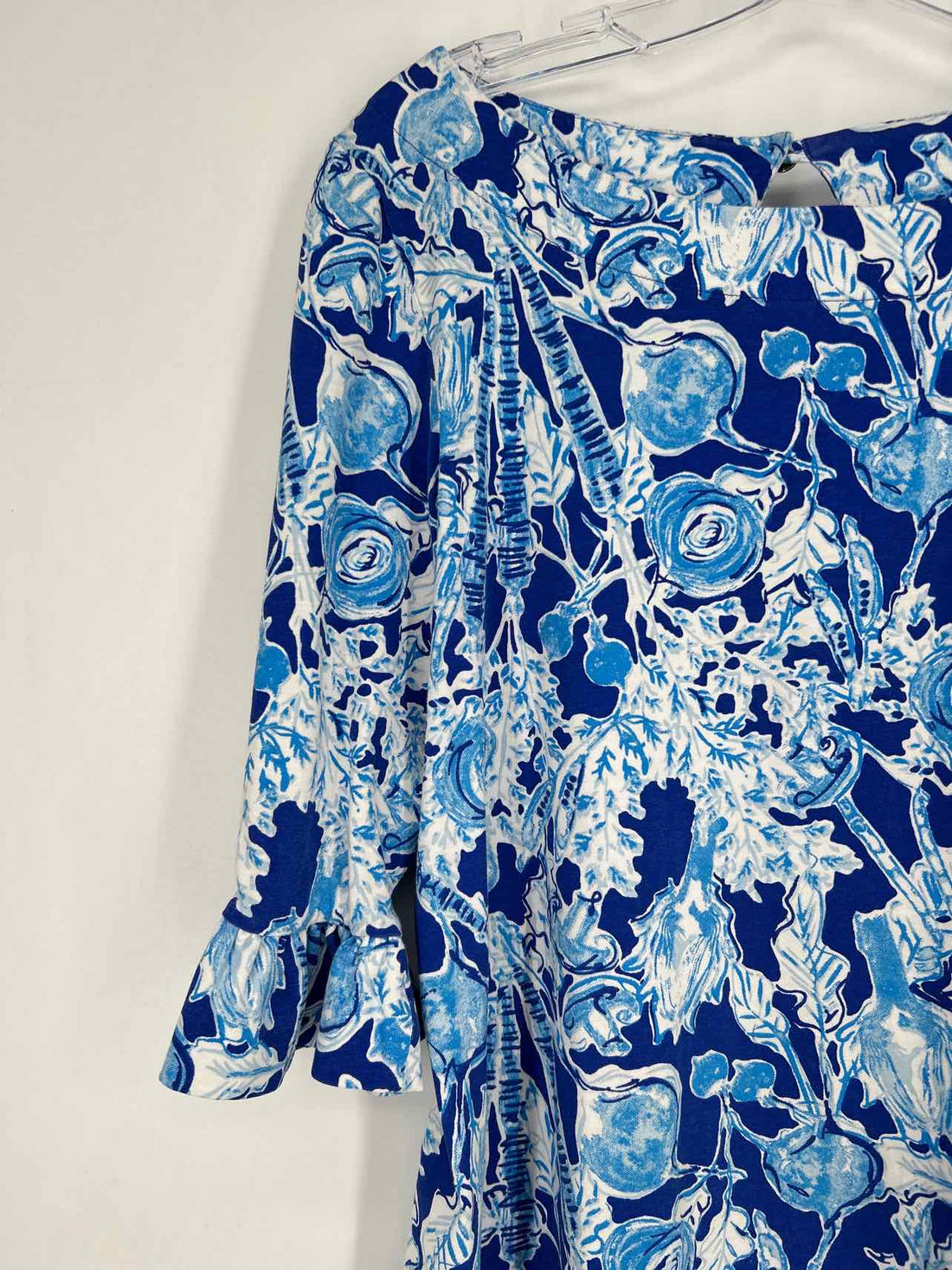 Lilly Pulitzer M Blue & White Print Long Sleeve Lilly Pulitzer Top