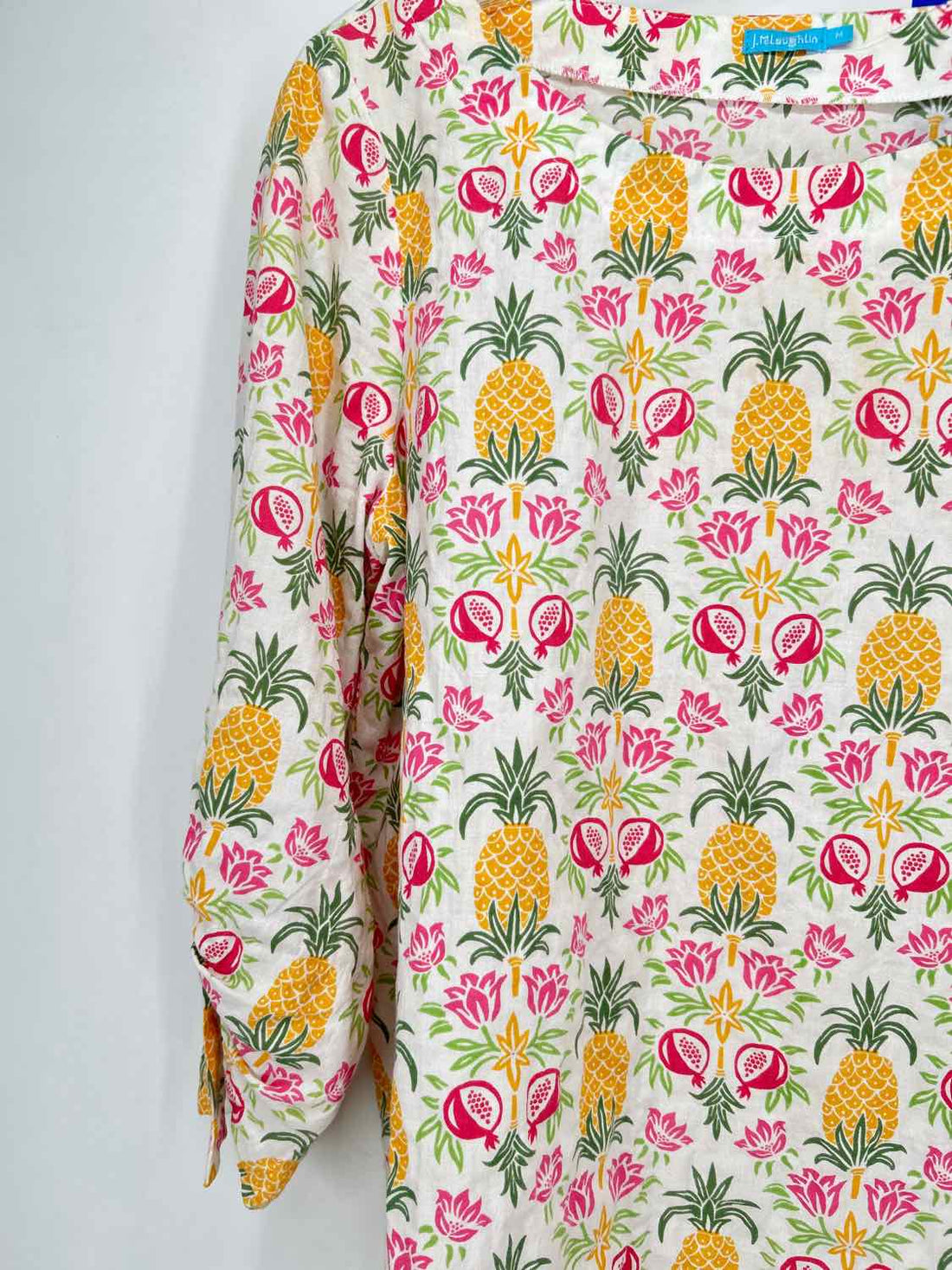 J McLaughlin Size M Pineapple Print Long Sleeve